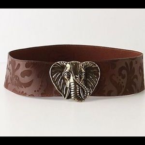 Elephant buckle brown belt